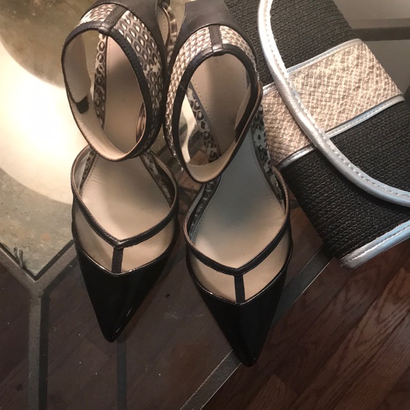 Elie Tahari Shoes - black and leopard printed pointed heels Elie Tahari Shoes - black and leopard printed pointed heels